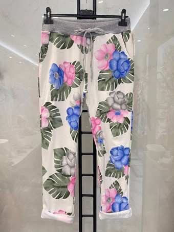 Italian Tropical Print Cotton Joggers