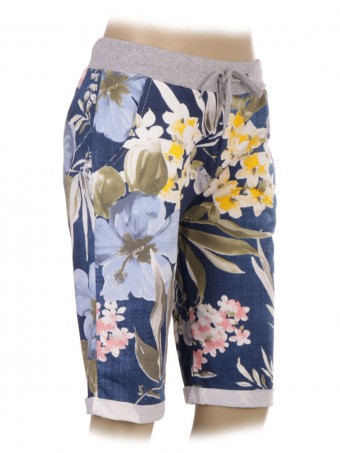 Italian Tropical Print Cotton Shorts