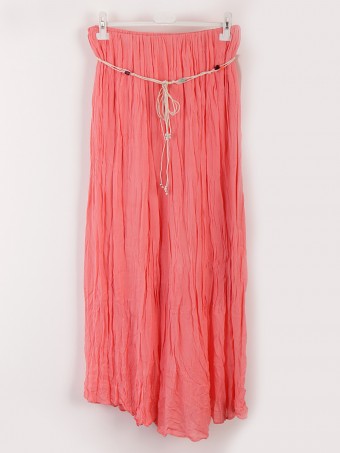 Made In Italy  Two Layered Long Quirky Belted Cotton Skirt