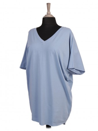 Italian V-Neck Dip Hem Batwing Top