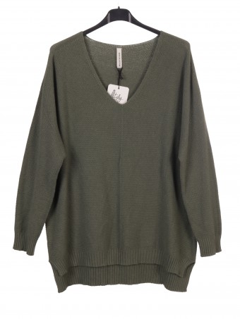 Italian V-neck High Low Knitted Jumper