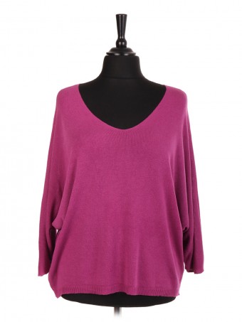 Italian V-Neck Knitted Batwing Top