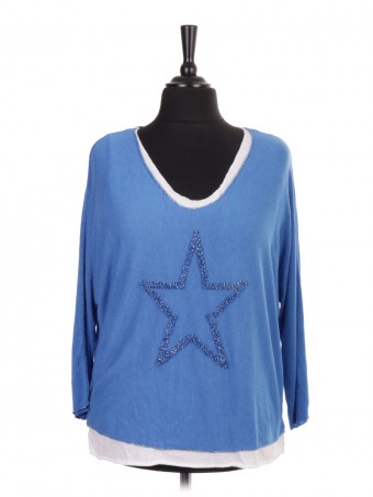 Italian Two Piece Glittery Star Knitted Top