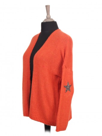 Italian Wool Mix Diamante Star Detail Cardigan