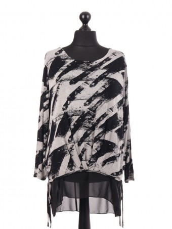 Italian Jersey Splash Printed Chiffon Lined Top