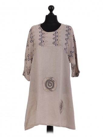 Italian Linen Embroidered Baggy Tunic