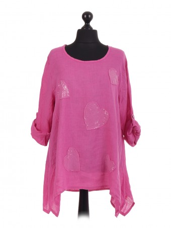 Italian Heart Sequin Embellished Tunic Top