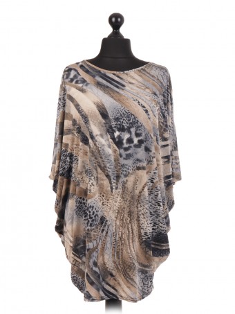 Made In Italy Animal Print Batwing Top