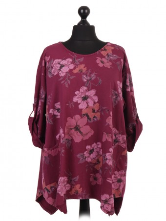 Italian Floral Cotton Tunic Top