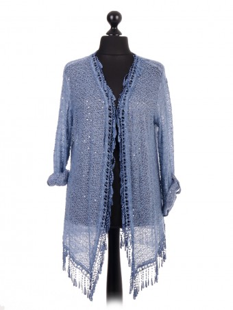 Italian Crochet Net Lace Fringe Kimono