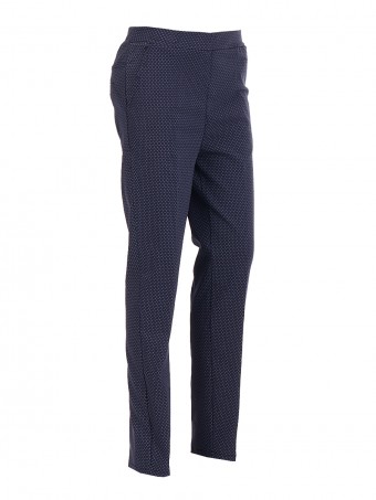 Italian Geo Print Stretch Peg Leg Smart Trousers