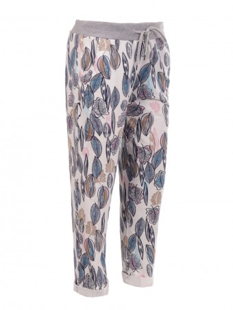 Italian Feather Print Cotton Trouser