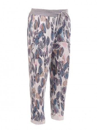 Italian Feather Print Cotton Trouser