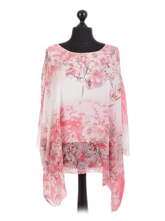 Italian Floral Blossom Chiffon Tunic