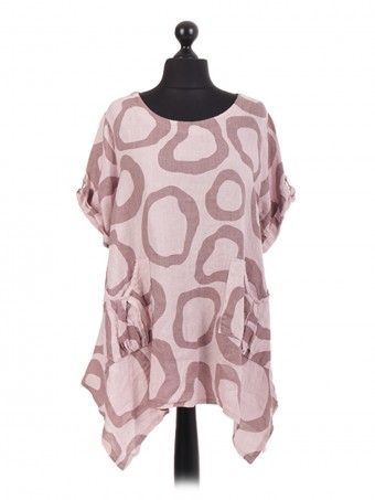 Italian Linen Circle Print Tunic Top