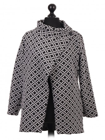 Italian Monochrome Wrap Over Coatigan Coat