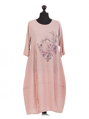 Italian Pearl Embellished Linen Dress