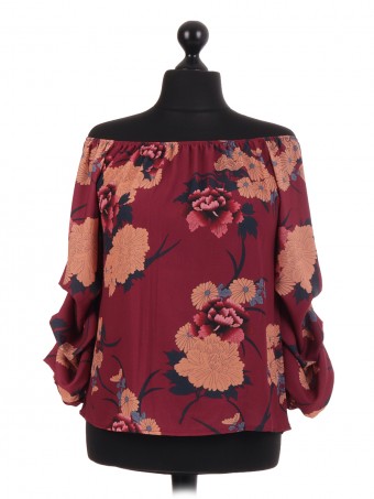 Italian Stem Floral Bardot Blouse Top