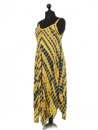 Italian Tie & Dye Strappy Fluid Handkerchief Hem Dress