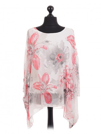 Italian Floral Chiffon Sleeve Tunic