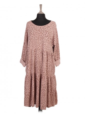 Plus Size Italian Animal Print Tiered Maxi Dress