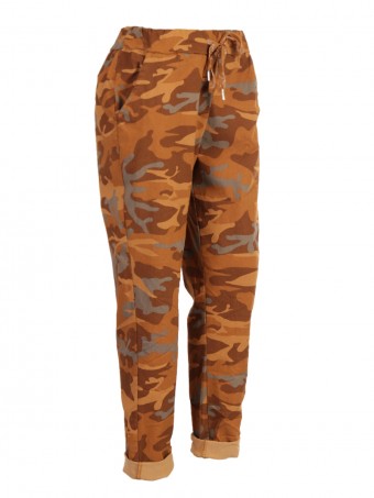 Plus Size Italian Camouflage Print Magic Pants