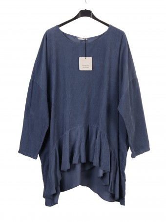 Plus Size Italian Corduroy Ruffle Hem Tunic Top