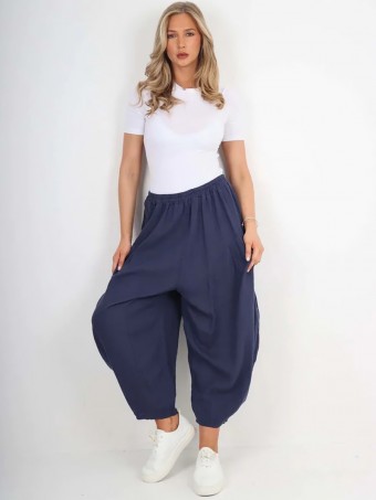 Italian Relaxed Fit Harem Linen Pants