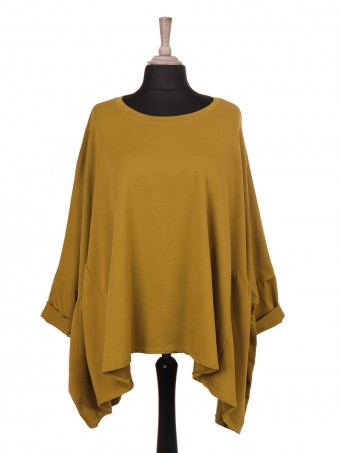 Plus Size Italian Side Pleated Batwing Tunic Top