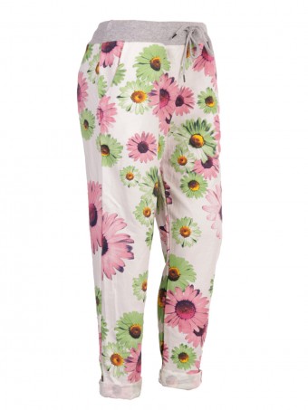 Plus Size Italian Sunflower Print Cotton Trouser