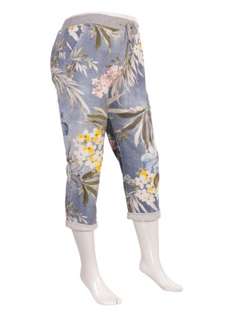 Plus Size Italian Tropical Print Cotton Trousers