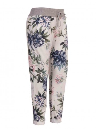 Plus Size Italian Tropical Print Cotton Trousers