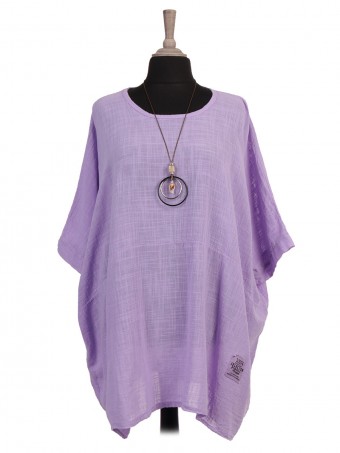 Plus Size Italian Tunic Batwing Top With Necklace