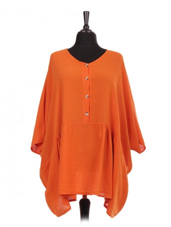 Plus Size Italian Tunic Top With Front Button Panel And Pockets