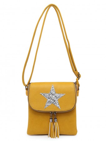 Sequin Star Cross Body Bag With Tassel Detail