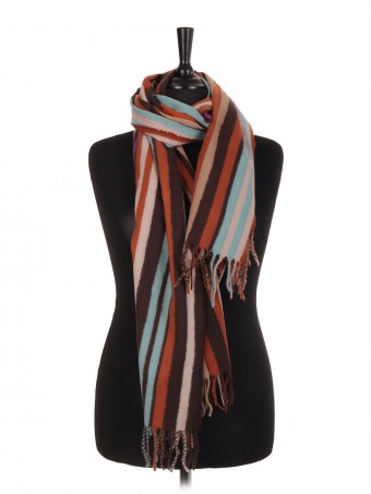 Stripe Print Wool Mix Pashmina Scarf/Shawl