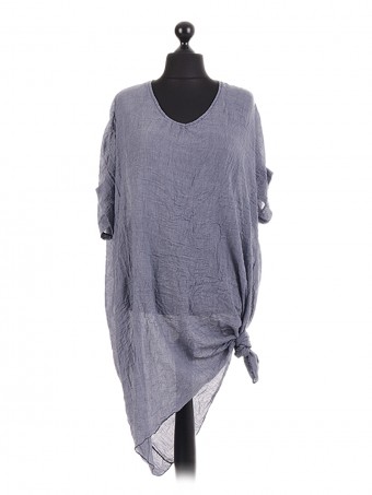 Italian Batwing Side Tie Cotton Tunic