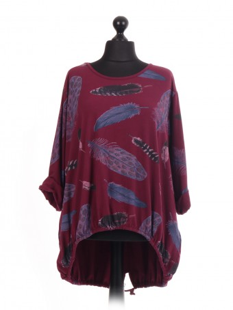 Italian Feather Print Lagenlook Tops