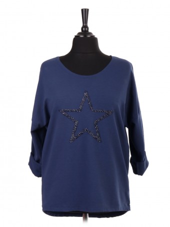 Italian Glittery Star Dip Hem Top