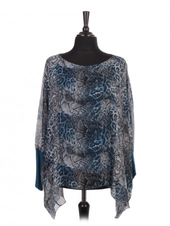 Italian Snake Skin Print Silk Batwing Top