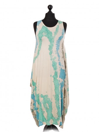 Italian Splash Print Sleeveless Lagenlook Dress
