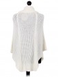 Italian Ladies Wool Mix Turtle Neck Knitted Poncho white back