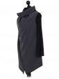 Italian Wool Wrap Over Coat with Gold Buckle Detail charcoal side