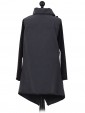 Italian Wool Wrap Over Coat with Gold Buckle Detail charcoal back