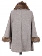 Italian Ladies Batwing Sleeves Fur Poncho beige back