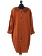 Italain Drop Neck Diamond Pattern Dress  rust back