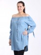 Bardot Off Shoulder Front Button top-Denim