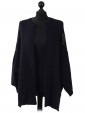 Batwing Wool Mix Open Front Cardigan navy