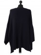 Batwing Wool Mix Open Front Cardigan Navy Back