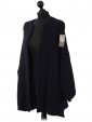Batwing Wool Mix Open Front Cardigan Navy Side